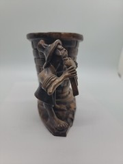 VTG Rdo De Mexican Folk Art Pottery Man Playing music Pen holder Figurine