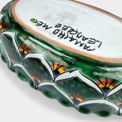 Talavera Camacho Mexico Lead Free Oval Dish 7.5″ Hand Painted Green Bowl