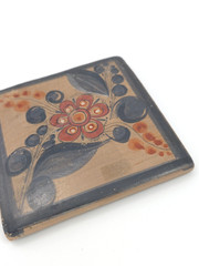 Vintage Barro Bruñido/Burnished Tonala Mexico Floral Tile