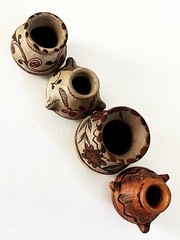 4 VTG MEXICAN FOLK ART POTTERY AMATENANGO DEL VALLE CHIAPAS CERAMIC CLAY POT JAR