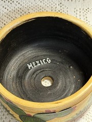 2 Vintage Mexican Folk Handmade Hand painted Pottery Planters w/Drain Hole FaB!