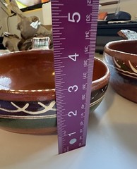 Vintage Mexico Red Clay Hand Painted Nesting Bowls SET OF FOUR (4)