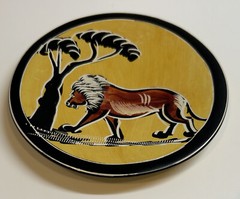 Set Of 3 Mexican Folk Art Animal Pottery Plates 4″ Round & Clay Cow with Bell