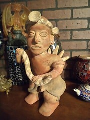 14″ Western Mexico Pre-Classic Style Reproduction Clay Warrior Figure (Modern)