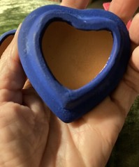 Heart Shaped Trinket Box Mexican Pottery Handpainted