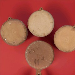 Mexican Pottery Set of 4. 3plates 1 pan Stamped MEXICO