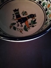 Mexico Folk Art Pottery 6″ Round Bowl Bird Floral