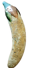 Mexico Burnished Clay Fruit Banana Figurine Terracotta Brass Inlay 70s VTG