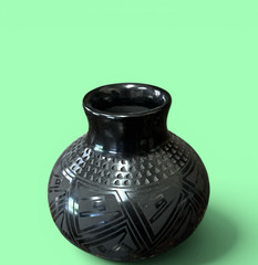 Mata Ortiz Pottery Black On Black Paquime Line Work Tomasa Mora Mexican Art