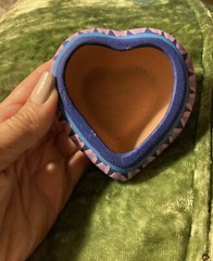 Heart Shaped Trinket Box Mexican Pottery Handpainted