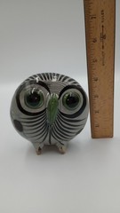 Vinatge Tonala Mexican Pottery Green Owl Figurine Handpainted w/Legs *READ*
