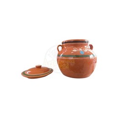 Round Clay Pot With Lid 4 Liters Capacity/Olla De Bola Con Tapa 4 Litros