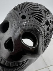 Vtg Oaxaca Black Clay Pottery Sugar Skull Mexico