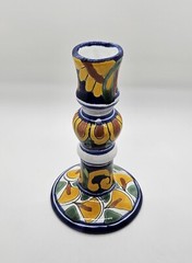 Talavera Mexican Pottery Tall Single Candle Holder Signed T. Ruth Mex.