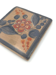 Vintage Barro Bruñido/Burnished Tonala Mexico Floral Tile