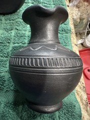 Set of 3 Matching Black Clay pottery pieces. All 3 signed by the same artist.