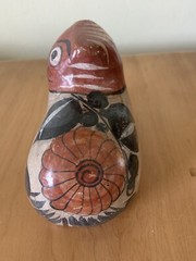 CLASSIC TONALA POTTERY CAT FIGURE MEXICO BRUNIDO NAHUAL SHAMAN 5.25” L SIGNED