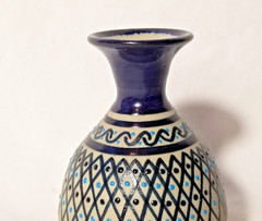 Javier Servin Bud Vase Modern Mexican Folk Art Pottery Embossed Moriage Signed