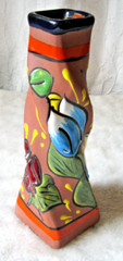 CERAMEX ADOBE MODERN 8.5″ VASE MEXICAN TERRACOTTA POTTERY ART HAND PAINTED