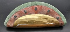 VTG 6 Piece Mexican Clay Copper & Brass Pottery Terracotta Fruit Hand Painted