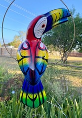 Talavera Bird Handmade Toucan Parrot Ceramic Mexican Pottery Hanging Patio Decor