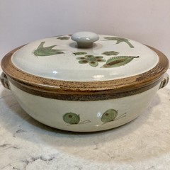 Tonala Mexico Ken Edwards El Palomar Green Bird Butterfly 3qt Covered Casserole