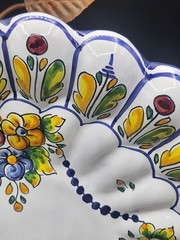Vintage Set Of 2 Talavera Art Pottery Hand Painted Floral Wall Hanging Plates