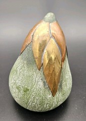 VTG 6 Piece Mexican Clay Copper & Brass Pottery Terracotta Fruit Hand Painted