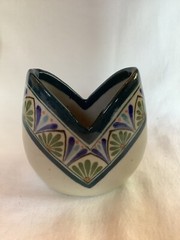 Vintage D. Casa D’Casa Mexican Pottery Vase Pencil Pen Holder Blue Green Mexico