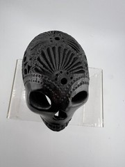 Vtg Oaxaca Black Clay Pottery Sugar Skull Mexico
