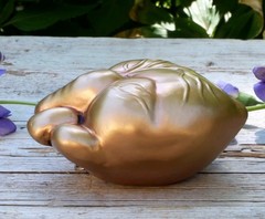 Anatomical Gold Heart Clay Ornament Handmade Mexican Folk Art Love Token Sm Sz