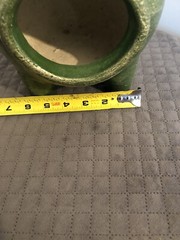 Table Top Chiminea Pottery Green Hand Made 8 Pounds Solid House Decor