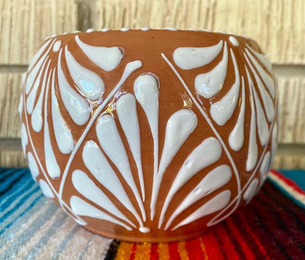 Mexican Ceramic Flower Pot Planter Folk Art Pottery Handmade Talavera #2
