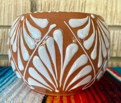Mexican Ceramic Flower Pot Planter Folk Art Pottery Handmade Talavera #2