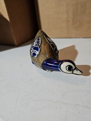 Mexican Tonala Brass Bending Goose Hand Painted