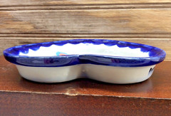 Handmade Talavera Pottery Heart Shaped Cobalt Blue Trinket Dish Guatemala