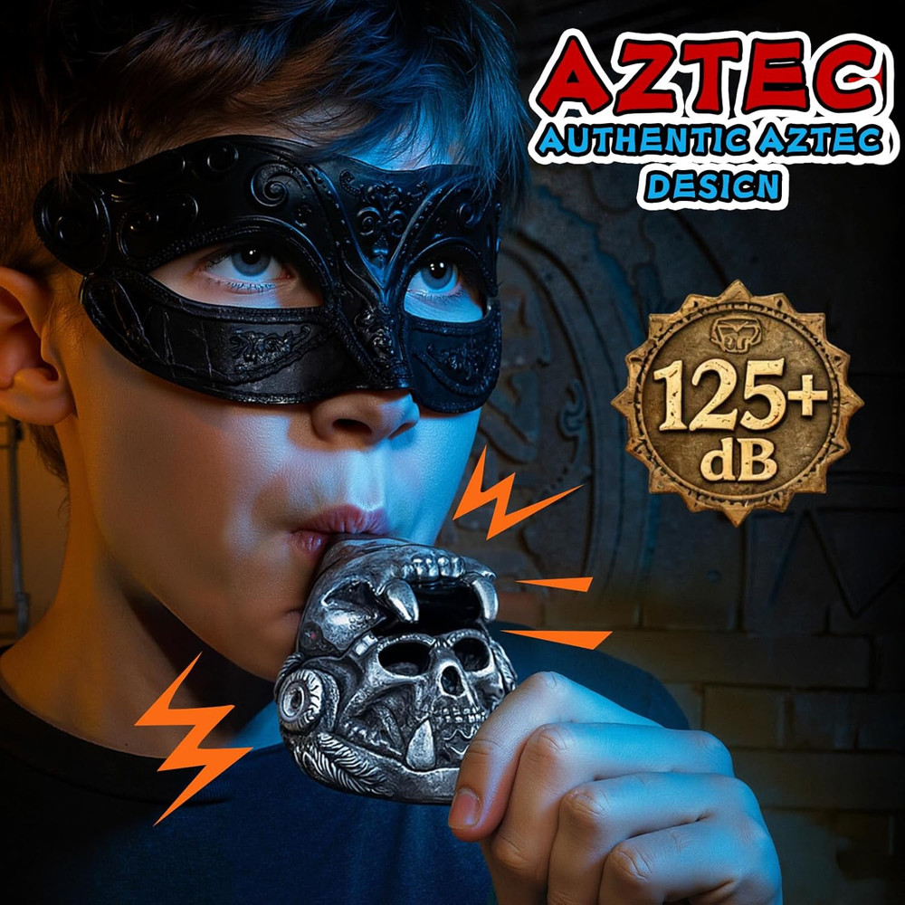 Aztec Death Whistle – Skull Quetzalcoatl Design | 125+ Db Screaming War Whist…