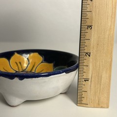 Hand Painted Mexican Pottery Dish Sunflower Design Rustic Tabletop Decor Soap