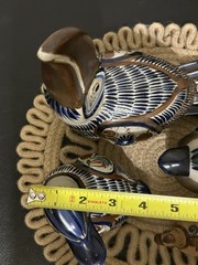 LOT OF 4 TONALA MEXICAN FOLK ART POTTERY FIGURES BRASS DUCK TOUCAN