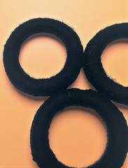 3 Mata Ortiz Pottery Olla Rings Hand Made Mexican Clay Black Yarn Mexico 3.5″