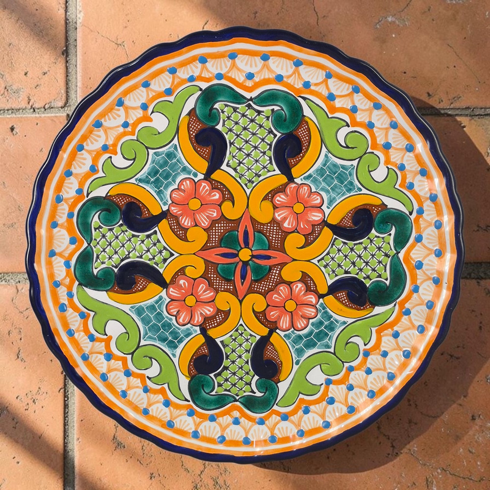 Talavera Pottery Colorful Wall Hanging Platter Serving Tray Table Top Display