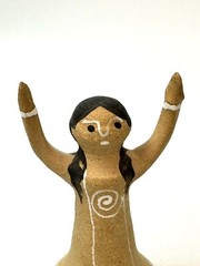 Clay Pottery Angel Figure Terracotta Tabletop Art Goddess Uplifted Arms Kemper