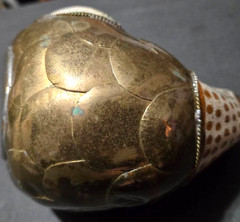 Vintage Tonala Pottery/Brass Hand Painted Mexican Folk Art Duck Figurine.