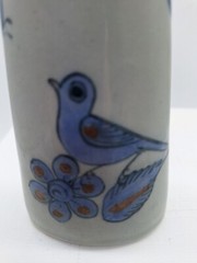 Shaker Tonala Mexican Pottery Art 8 hole Shaker Blue Bird Vtg Single