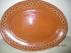 Handmade Floral Pottery Oval 15″ Serving Tray Made in Mexico