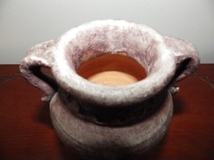 Terra Cotta Pottery Mauve With Leaves H7″ 13″ Around 1.0LB