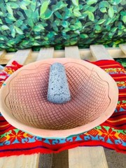 Molcajete Glay Bowl Mexican 9in Molcajete De Barro Con Flores