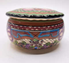 TALAVERA Trinket Box Floral Treasure Mexican Pottery Folk Art Hand Painted