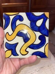 SET 4 Terracotta Gloss 4″ tile Mexico Classic cobalt blue yellow mediterranean