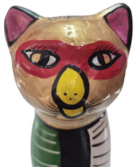 Vintage Mexican Pottery Folk Art Terracotta Cat Figurines Hand Painted 7.5″ x 5″